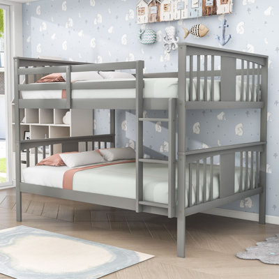 Space-Saving Full-Over-Full Bunk Bed With Safety Features And Ladder