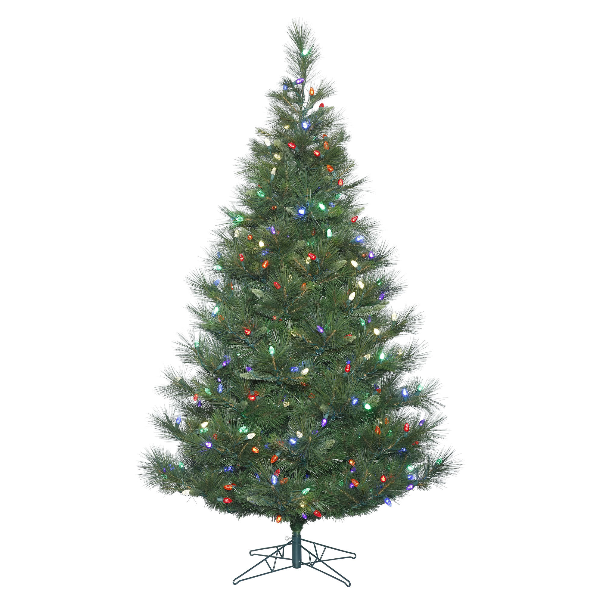 Lighted Artificial Pine Christmas Tree, 12' H, Multicolored Lights