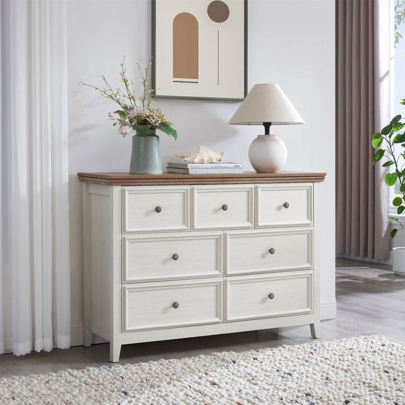 Commode 7 tiroirs Modern, Beige