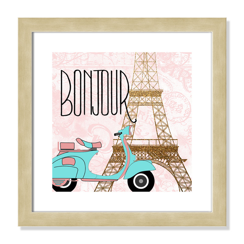 Bonjour paris 2, Cadre boîte champagne clair, H 13 po x l 13 po x P 1,19 po