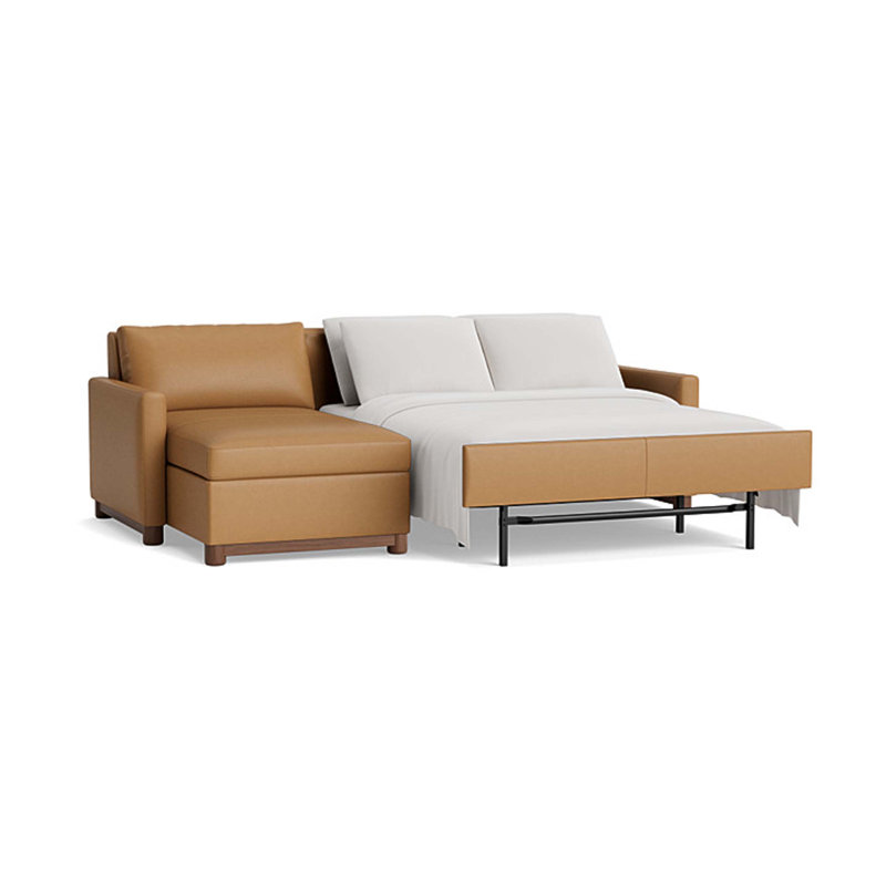 Reve Leather Sofa with Chaise (with Storage), Leather - Butterscotch, Chaise On Left
