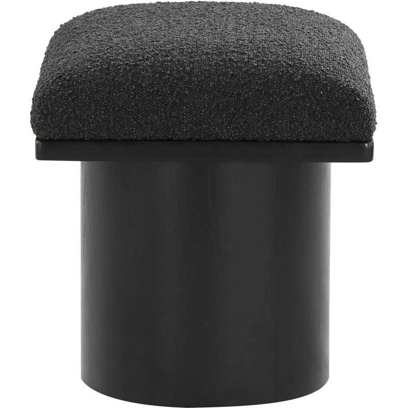 Manufactured Wood Accent Stool, Black Boucle Fabric, Black