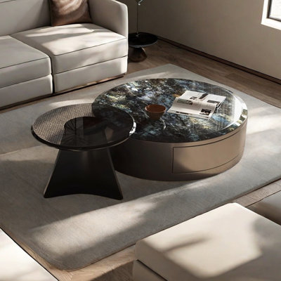 Marble Coffee Table with Stainless Steel Frame