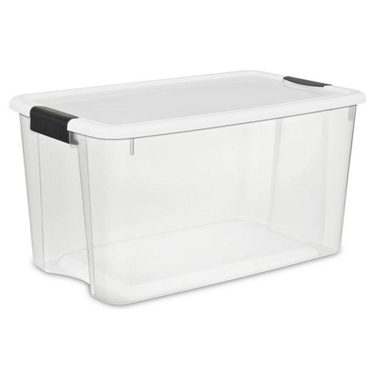 Sterilite - 106 Quart Clear Plastic Latching Lid Storage Tote Container, 4 Pack