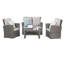 Ensemble de conversation de patio en osier 4 pièces avec coussins gris et table en verre 4 pièces