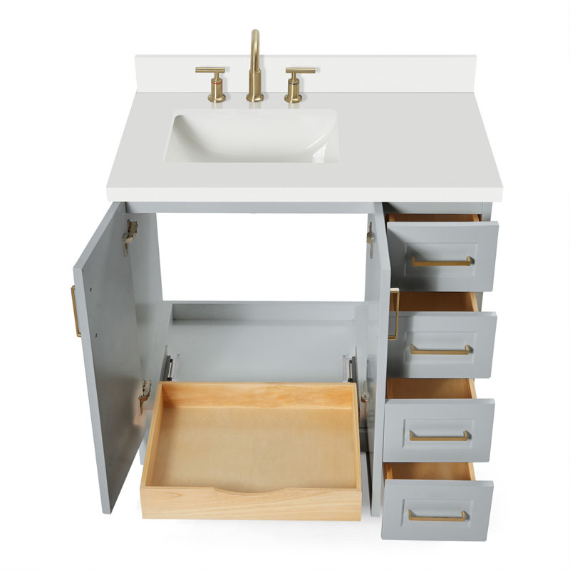 37 IN.  Single Bathroom Vanity, Gray, Left, Rectangular