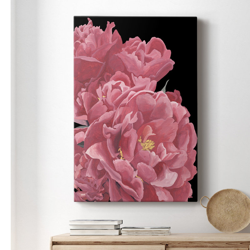 Pe pivoines de mon cœur I - peinture sur toile tendue, H 12 po x l 8 po x P 1,5 po