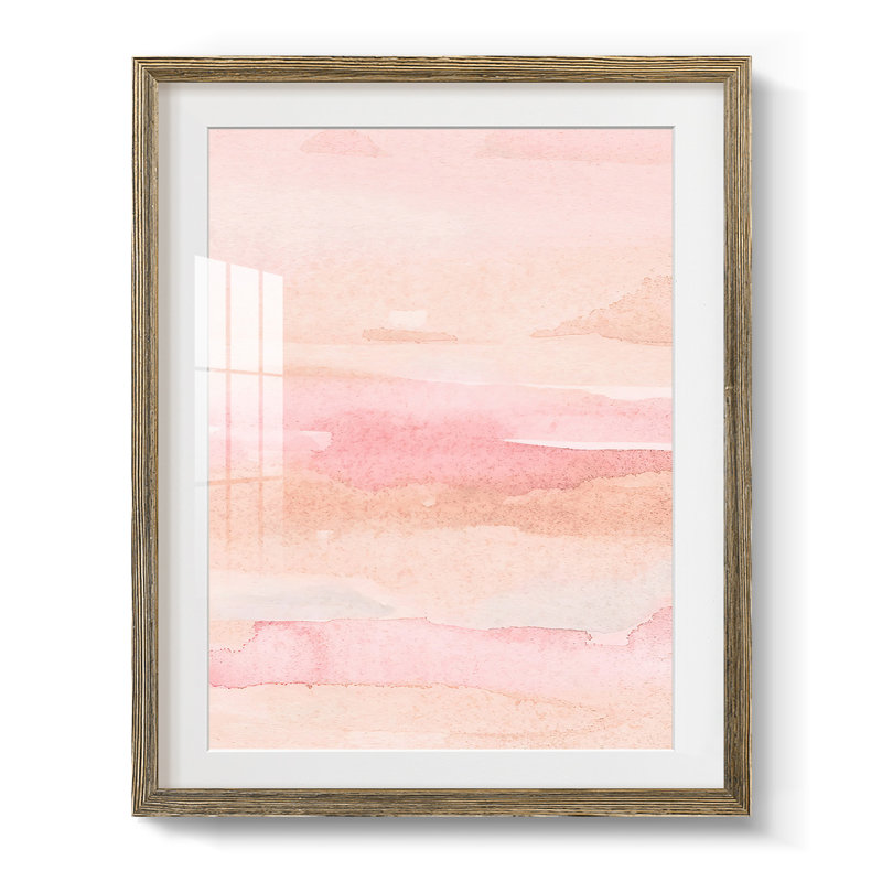 Rose Fade II, peinture sur papier encadrée, Noyer