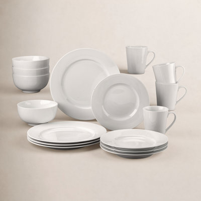 Claire Classic Rim 16pcs Dinnerware Set ( Dinner Plate / Salad Plate / Cereal Bowl / Mug , Service For 4 )