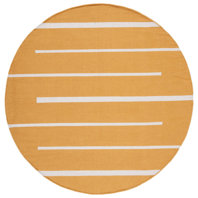 Estivalis Hand Woven Cotton Striped Rug, Round 6'