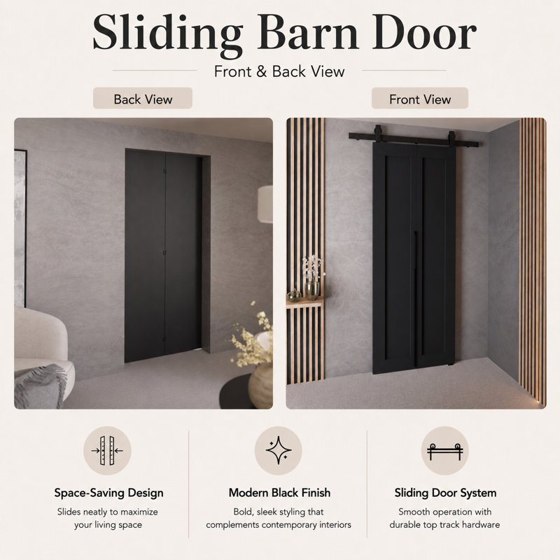 Folding Interior Door, 70 cm, Black, M-1 Plain