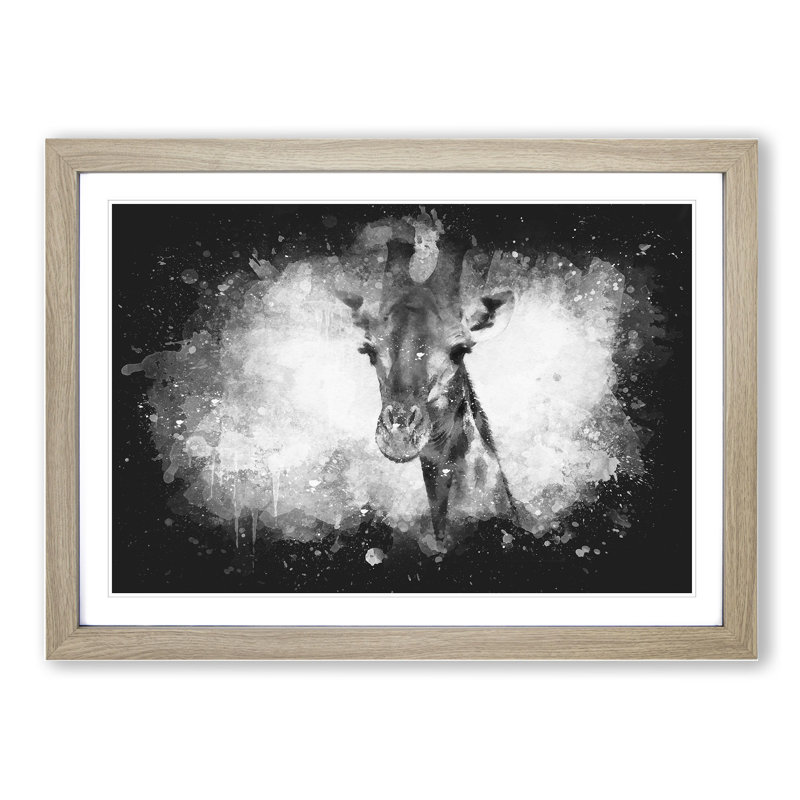 Giraffe Vol.3 - Picture Frame Painting, Oak Framed, 65cm H x 90cm W x 2cm D