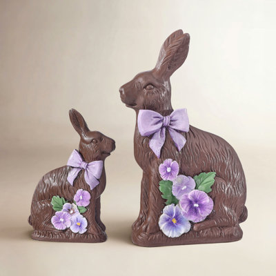 Hughes 2-Piece Bunny with Pansy Figurine Set