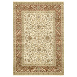 Hand Knotted Wool Area Rug in Ivory And Red