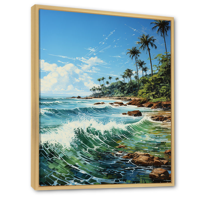 Beniah Palm Trees Palms V, reproduction d'art sur toile, Cadre naturel flottant, H 32 po x l 24 po x P 1 po