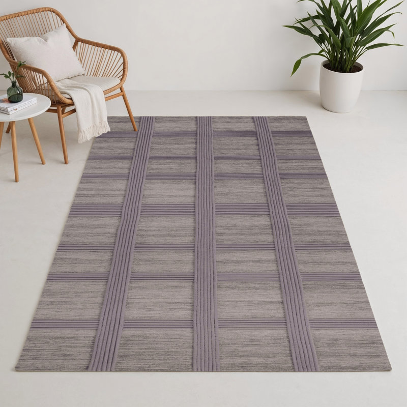 Tapis d'intérieur et d'extérieur à carreaux gris, Rectangulaire 3 pi x 5 pi