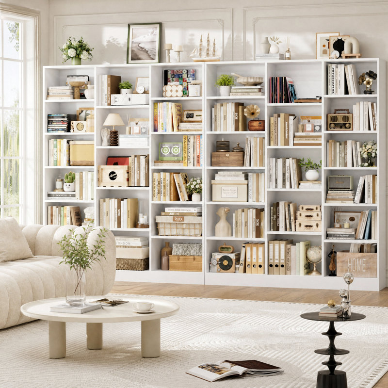 Ensemble de 2 bibliothèques en bois H 74,02 "x l 58,7" (ensemble de 2), Blanc