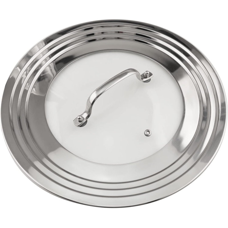 Couvercle en verre trempé de 7 à 12 pouces en acier inoxydable - Couvercle de remplacement multi-casseroles pour l'organisation de la cuisine