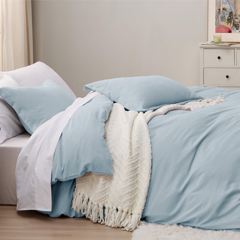 Ensemble de housse de couette Litsure, Housse de couette grand et 2 taies décoratives, Bleu ciel