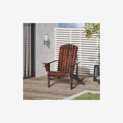 Outsunny Wooden Adirondack Chair, Outdoor Patio Lawn Chair with Cup Holder, Weather Resistant Lawn Furniture, Classic Lounge for Deck, Garden, Backyar -  Highland Dunes, 2D6B88B8E5B645E2825B3098E4934FB1
