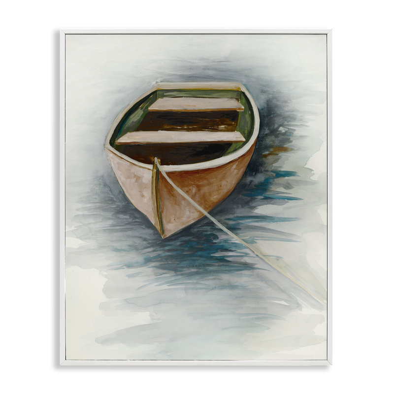 Giclée encadrée par Sunset Drift Boat, conception de Jacob Q, H 30 po x l 24 po, Estampe numérique encadrée blanc bord de mer