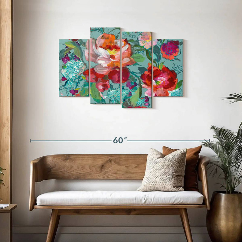 Harnek turquoise floral Medley, H 27 po x l 43 po