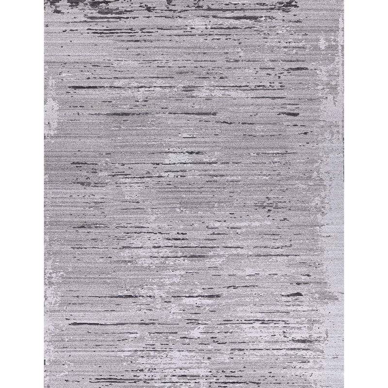 Tapis gris / noir noué à la main, Rectangle de 10 pi x 14 pi