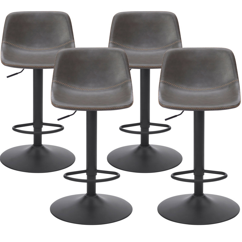 Ensemble de 2 tabourets de bar réglables, tabourets de bar pivotants de style Mid-Century, tabourets de bar industriels avec dossier et chaises de bar à hauteur de comptoir