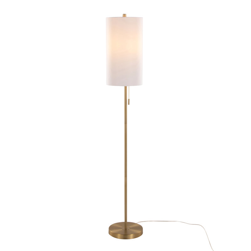 Lampe sur pied contemporaine en métal avec abat-jour en lin 62 po Bounty de Grandview Gallery, Doré