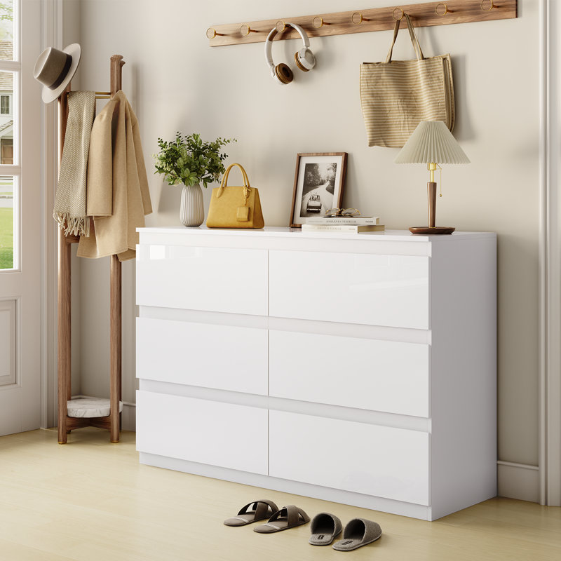Ato 6-Drawer Double Dresser, 47.2’’W, White