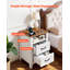 Table de chevet blanche de style champêtre avec station de recharge, 2 tiroirs et tablette ouverte, table d'appoint rustique avec ports USB pour chambre ou salon