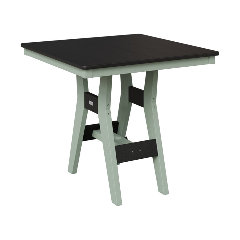 Table de salle à manger carrée 33 po Berlin Gardens Harbor, 30.37" H x 33" W x 33" D, Noir, Écume de mer, écume de mer