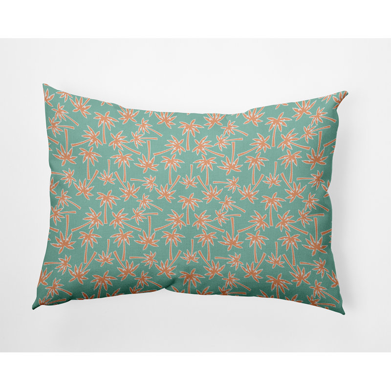 Coussin décoratif floral intérieur / extérieur en polyester, H 14 po x l 20 po, Rectangulaire