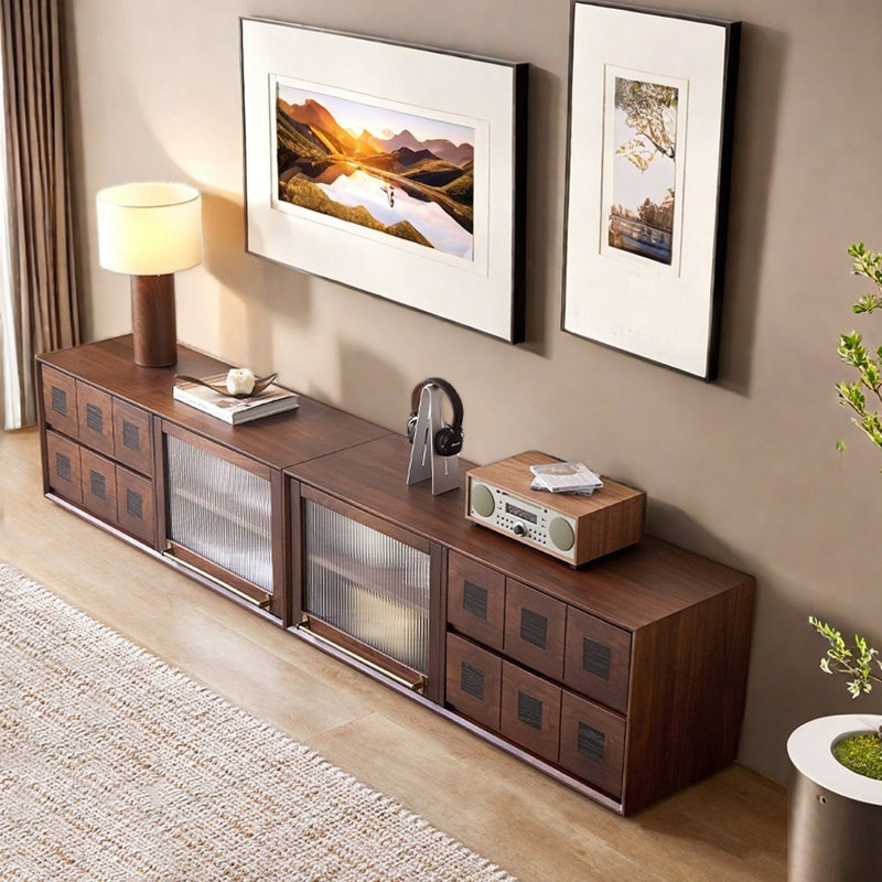Meuble télé de style créatif, Bois brun foncé