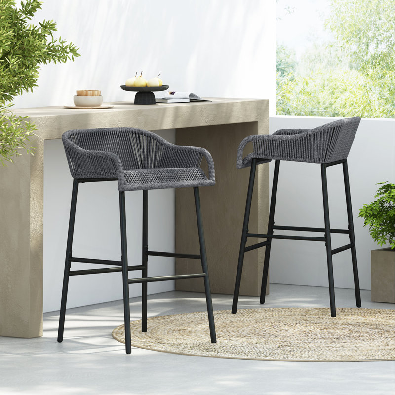 Ensemble de 2 tabourets de bar d'extérieur gris foncé La Push, Gris foncé