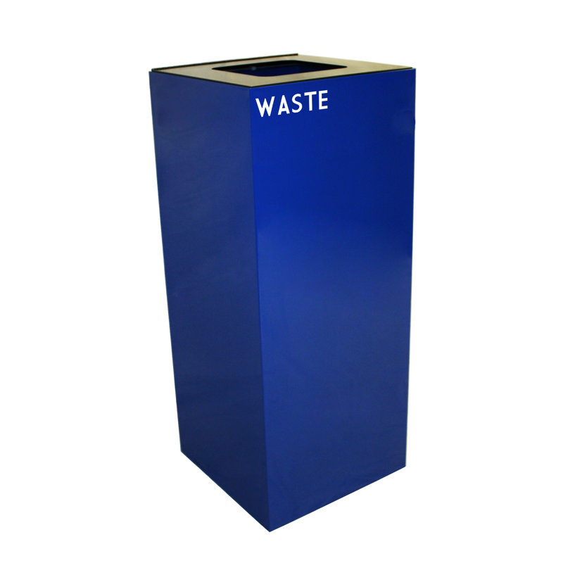 Poubelle de recyclage Geocube 24 gallons, Carrée pour plastiques et déchets, 36 gallons, Bleu