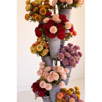  Metal French Pot Flower Tower, 66.5"H Distressed Gray Iron Display Stand