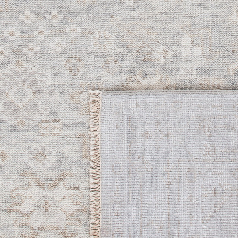 Oriental Hand-Knotted Wool Light Grey / Beige Area Rug, Rectangle 10' x 14'