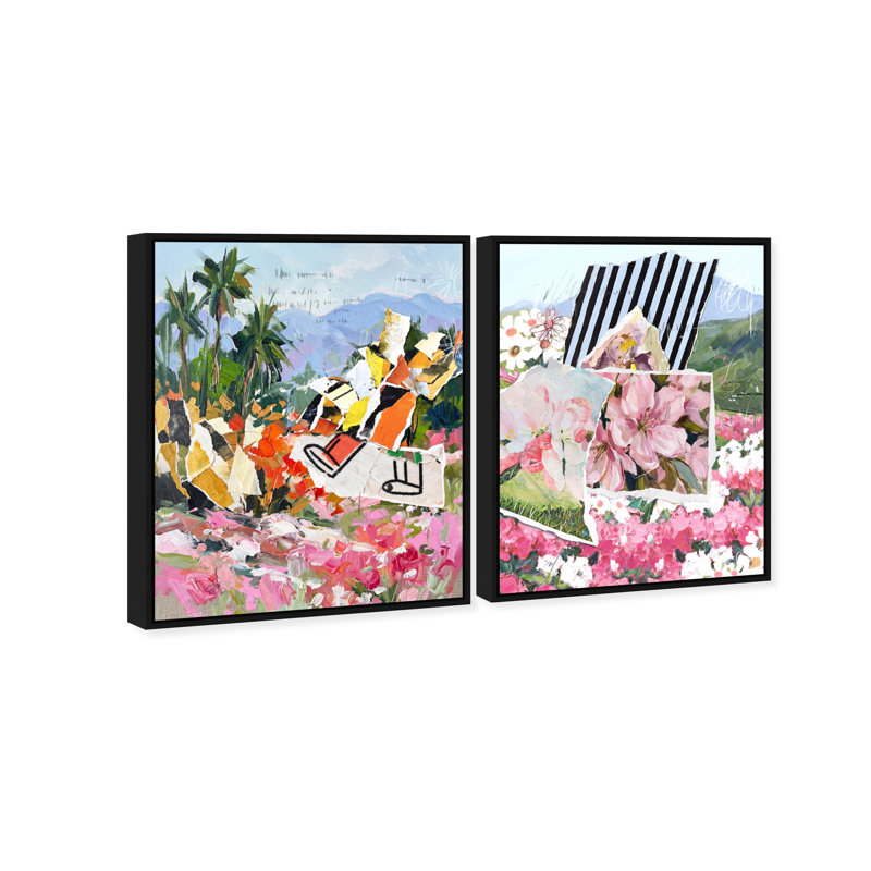Tropic Bloom Set Landscape & Nature Canvas Print by Oliver Gal, Black Frame, 16 x 20, 31"H x 37"W, Black Floater Frame