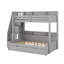Lit superposé avec escalier de rangement, lit gigogne, tablettes intégrées et port USB, cadre de lit superposé en bois avec DEL-1459074391