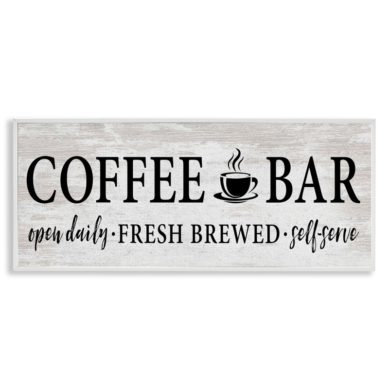 Plaque de café, H 13 po x l 30 po x P 1,5 po, Giclée encadrée blanc bord de mer