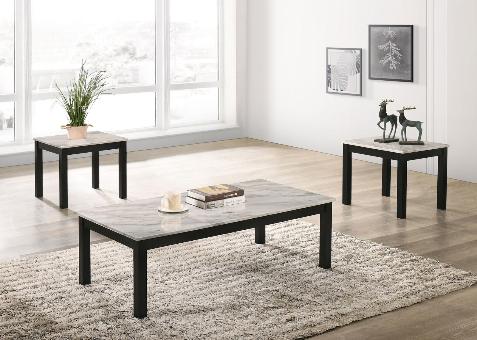 Xandrum - Occasional Table Set (Set of 3) - Black / White