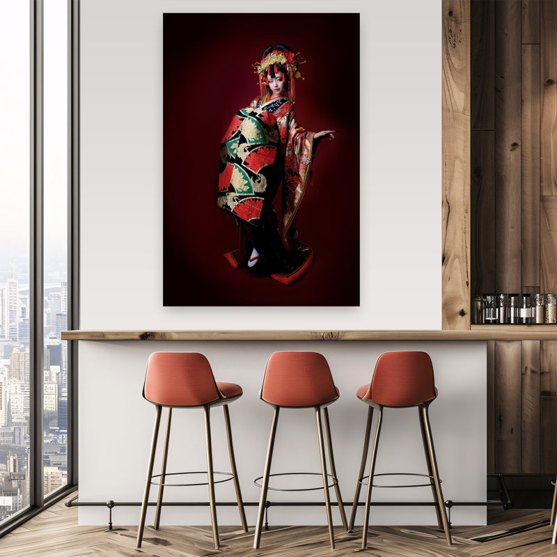 «Elegant Kimono Portrait», art mural élégant et traditionnel, H 60 po x l 40 po