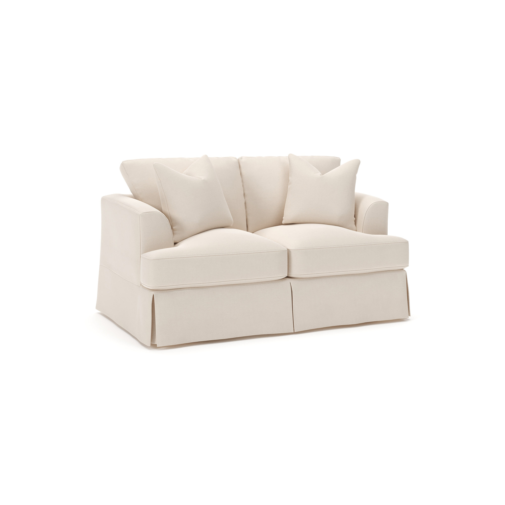 Lucia 65.5" Recessed Arm Slipcovered Loveseat, Canvas Canvas Sunbrella® Canvas