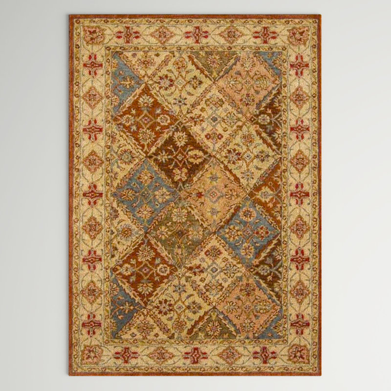Tapis oriental en laine touffeté à la main Hebron, Rectangle 9 pi 6 po x 13 pi 6 po