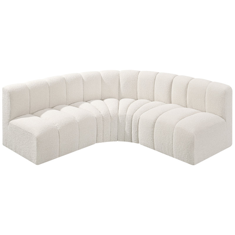 Canapé et méridienne rembourrés Hirah, Tissu crème bouclé