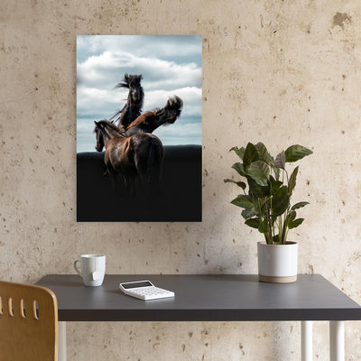 «Wild Horses Eleving», art dramatique abstrait contemporain, paysage de cheval