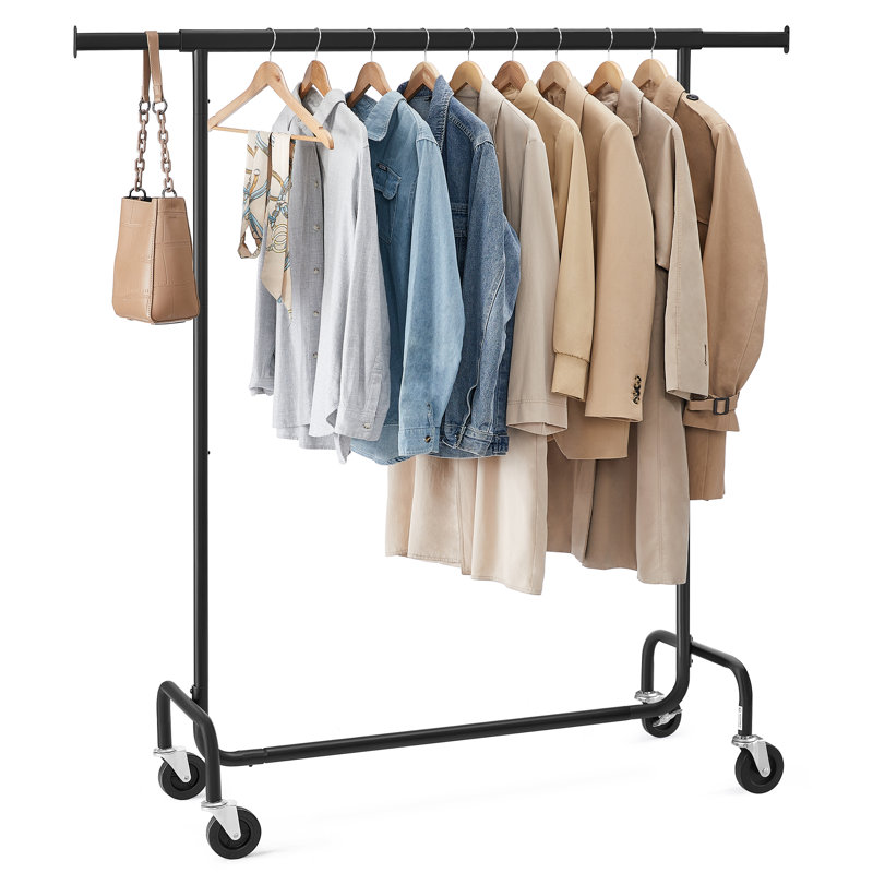 Gwenno 150cm Rolling Clothing Rack, Matte Black