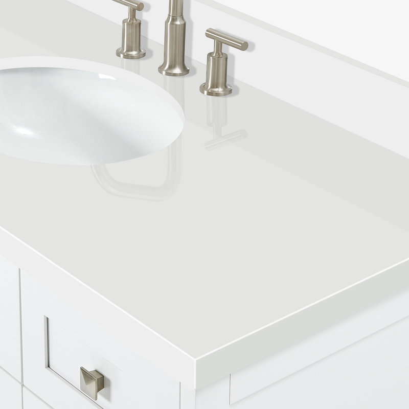 ARIEL Monroe 54 Single Sink Bathroom Vanity with Carrara Quartz Top, White, 60" - 61", Pure White Quartz