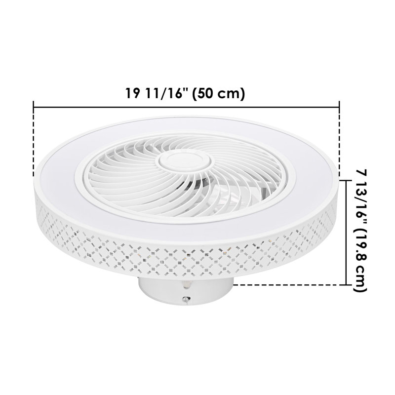 7" Jahsim LED Flush Mount Ceiling Fan with Remote Control and Light Kit Included